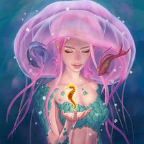 Underwater - My project in Digital Fantasy Portraits with Photoshop course. Character Design, Concept Art, Digital Drawing, and Digital Illustration project by back2drawing - 02.01.2021