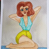 Mi Proyecto del curso: Ilustración de una pin-up con técnicas tradicionales. Drawing, Figure Drawing, Character Design, and Traditional illustration project by Lina Maria Muñoz Torres - 01.26.2021