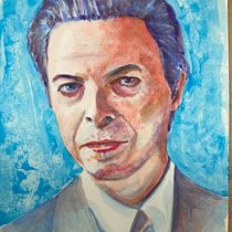 My project in Artistic Portrait with Watercolors course: David Bowie. Acr, lic Painting, Drawing, Figure Drawing, Ink Illustration, Pencil Drawing, Photograph, Portrait Drawing, Realistic Drawing, Street Art, and Watercolor Painting project by Mac McDade - 01.28.2021