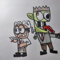 aca estan mis personajes, "Rob y Frank". Rob es un científico bajo, inteligente y humano y Frank es todo lo contrario, es alto, tonto y le falta un tornillo (literalmente).. Un projet de Dessin au cra , et on de Mateo Benitez - 27.01.2021