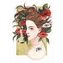 Mi Proyecto del curso: Retrato con naturaleza en acuarela. Un proyecto de Dibujo artístico, Dibujo de Retrato, Ilustración tradicional, Ilustración botánica y Pintura a la acuarela de Karina Beraldo - 27.01.2021