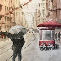 My project in Urban Landscapes in Watercolor course: Istanbul with snow. Un progetto di Pittura ad acquerello di Andrea Wagner - 30.01.2021