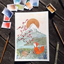 My project in Watercolor Illustration with Japanese Influence course. Un projet de Peinture de Chevrier Violaine - 31.01.2021