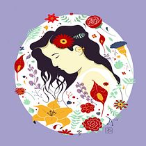 Meu projeto do curso: Retrato ilustrado com elementos botânicos. Un progetto di Illustrazione tradizionale, Illustrazione digitale, Illustrazione botanica e Disegno digitale di Antonio Pires - 23.12.2020