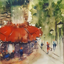 My project in Urban Landscapes in Watercolor course. Un progetto di Pittura ad acquerello di Karin Asraf - 31.01.2021