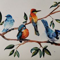My project in Artistic Watercolor Techniques for Illustrating Birds course. Watercolor Painting project by Jolanda Grijpstra - 02.11.2021