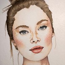 My project in Watercolor Portrait from a Photo course. Watercolor Painting project by annmariemaziade - 02.02.2021