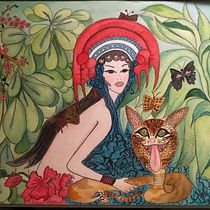 Baby Driver dreams of paradise garden. Watercolor Painting project by Marina Diaz Jimenez - 02.17.2021