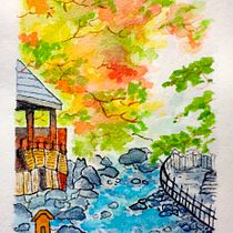 My project in Watercolor Illustration with Japanese Influence course. Projekt z dziedziny Malowanie akwarelą użytkownika Valerie Valero - 02.02.2021