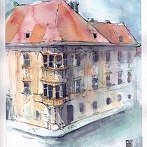 My project in Architectural Sketching with Watercolor and Ink course. Pintura, e Pintura em aquarela projeto de Timi Pookah Cserny - 03.02.2021