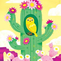 My elf owl and saguaro cactus for Stylized Vector Illustration with Color and Character course. Digital Illustration project by Emily Emerson - 02.05.2021