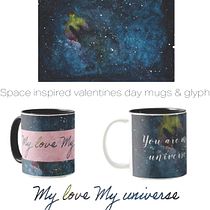 Space inspired Valentines day Mugs. Watercolor Painting project by Karen Aynsley - 02.06.2021