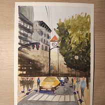 My project in Urban Landscapes in Watercolor course. Un progetto di Pittura ad acquerello di csantos1201 - 06.02.2021