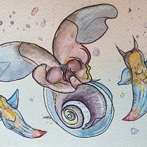 Pteropods: My project in Artistic Watercolor Techniques for Illustrating "Birds" course. Painting project by Manon de Visser - 02.07.2021