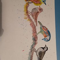 My project in Artistic Watercolor Techniques for Illustrating Birds course.  project by Sarah Grimshaw - 02.09.2021