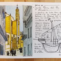 Mi Proyecto del curso: Santa Maria del Mar en Barcelona. Pintura em aquarela projeto de Axel C. - 10.02.2021