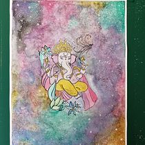 Ganesha in space. Traditional illustration project by Verena Remmele - 02.15.2021