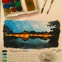 My project in Watercolor Travel Journal course. Pintura em aquarela projeto de tatiqueirozparana - 15.02.2021