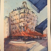 My first project in Architectural Sketching with Watercolor and Ink course. Artistic Drawing project by Greta Milano - 02.17.2021