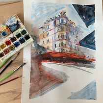 My project in Architectural Sketching with Watercolor and Ink course. Esboçado projeto de Krüger André - 22.02.2021