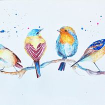 My project in Artistic Watercolor Techniques for Illustrating Birds course. Traditional illustration project by Виктория Биржакова - 03.23.2021