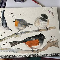 My project in Artistic Watercolor Techniques for Illustrating Birds course. Watercolor Painting project by fichuck - 02.25.2021