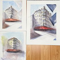 Mein Kursprojekt: Architektonische Zeichnung mit Aquarell und Tinte. Pintura, e Desenho projeto de susanne_stiller - 19.02.2021