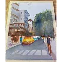 My project in Urban Landscapes in Watercolor course Ein Projekt aus dem Bereich Aquarellmalerei von Ton Meenaphant - 27.02.2021