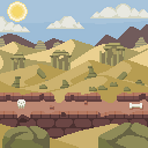 Proyecto Pyxel Art: Guerrera explorando las ruinas de un desierto maldito. Un progetto di Arte concettuale, Creatività, Disegno, Design, Character design, Progettazione di videogiochi, Illustrazione digitale, Pixel art e Videogiochi di Lucia González Bravo - 21.02.2021