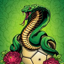 Traditional japanese snake wrapping around a football. Ilustração vetorial projeto de luc.fusaro - 22.02.2021