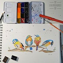 Mi Proyecto del curso: Acuarela artística para ilustración de aves. Fine Arts project by Eva Perendreu - 02.24.2021