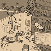 Work table. Projeto do curso "Sketching criativo: dê vida e detalhes às suas ilustrações". Traditional illustration project by Carolina Parente - 02.22.2021