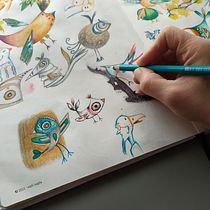 El universo de Vero. @txiplitxaplailustracion @txiplitxaplapum. Curso para desbloquear tu creatividad con Adolfo Serra. . Creativit, Design, Traditional illustration, Fine Arts, Painting, Creating with Kids, and Sketchbook project by Verónica García Revuelta - 03.18.2021