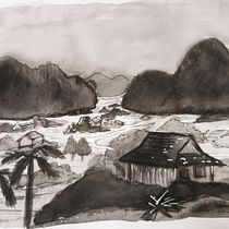 My project in India Ink Illustration with Japanese Influence course. Ink Illustration project by Kally Quah - 02.27.2021