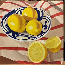 My painting of lemons, bowl and cloth. Un proyecto de Pintura al óleo de alpal1968 - 27.02.2021