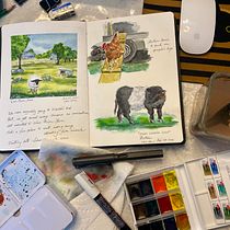 Weir River farm and other, my 1st Watercolor Travel Journal pracie. Artistic Drawing project by Iris Chen - 02.28.2021