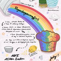 Mein Kursprojekt: Illustrierte Rezepte: Regenbogenmuffins :) Ein Projekt aus dem Bereich Traditionelle Illustration von roxy2809 - 01.03.2021