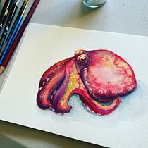 Octopus. Watercolor Painting project by Monica Graham - 03.03.2021