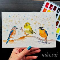 My project in Artistic Watercolor Techniques for Illustrating Birds course. Watercolor Painting project by Nikta Sajjadi - 03.04.2021