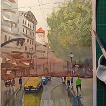 Mi Proyecto del curso: Paisajes urbanos en acuarela Ein Projekt aus dem Bereich Traditionelle Illustration, Architektonische Illustration und Aquarellmalerei von estrella_bajo - 08.03.2021