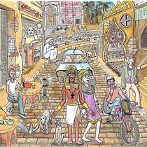 The Pharaoh's Return to the beige streets of modern Cairo. Artistic Drawing, and Traditional illustration project by joaovitormrosas - 03.08.2021