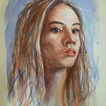 Mi Proyecto del curso: Retrato artístico en acuarela. Fine Arts, Sketching, Drawing, Pencil Drawing, Figure Drawing, and Portrait Drawing project by Pamela Marambio - 03.17.2021