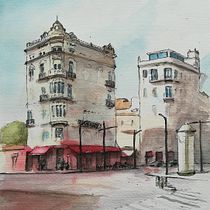Mi Proyecto del curso: Dibujo arquitectónico con acuarela y tinta. Architecture, Street Art, Fine Arts, Architectural Illustration, Painting, and Watercolor Painting project by arturosan74 - 03.10.2021