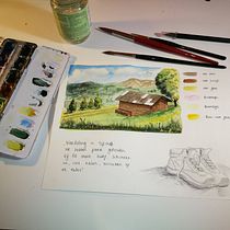 My project in Watercolor Travel Journal course. Watercolor Painting project by annadaamen - 03.10.2021