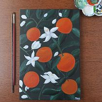 Tela Laranjeira. Traditional illustration, Fine Arts, Painting, Acr, lic Painting, and Botanical Illustration project by Mariana Albertinase Franzoni - 03.10.2021