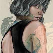 My project in Illustrated Portraits with Procreate course. Ilustração tradicional, Ilustração vetorial, Ilustração digital, e Desenho de retrato projeto de Виктория Биржакова - 19.03.2021
