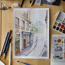 My project in Architectural Sketching with Watercolor and Ink course. Architectural Illustration, Ink Illustration, Sketching, and Watercolor Painting project by Elspeth Watt - 03.13.2021