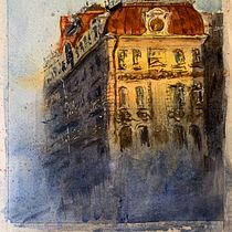 My project in Architectural Sketching with Watercolor and Ink course. Architectural Illustration, and Sketching project by Pavel Rudnev - 03.14.2021