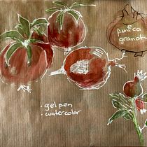 Pomegranates - My project in Illustrating Nature: A Creative Exploration course. Watercolor Painting project by wboot - 04.08.2021