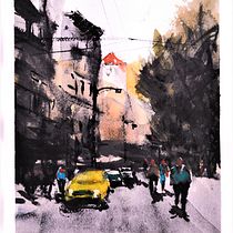 My project in Urban Landscapes in Watercolor course. Een project van Aquarelschilderen van Domenico Spingardi - 15.03.2021